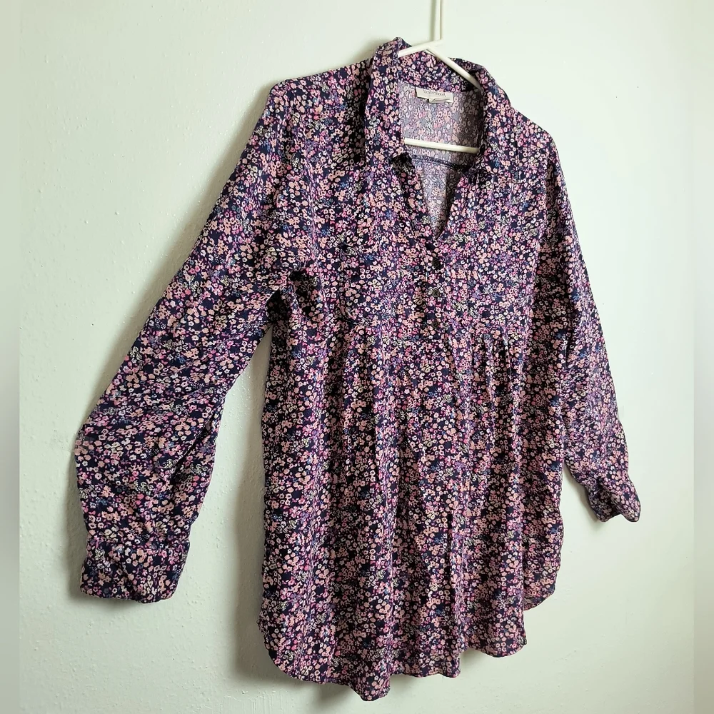 Motherhood Maternity XL Tunic Top Purple Floral